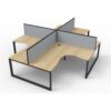 deluxe 4 person loop leg workstation with screens