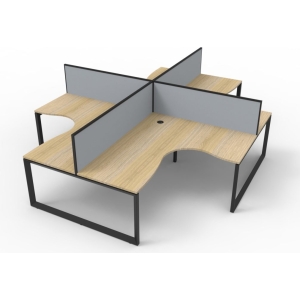 deluxe 4 person loop leg workstation with screens